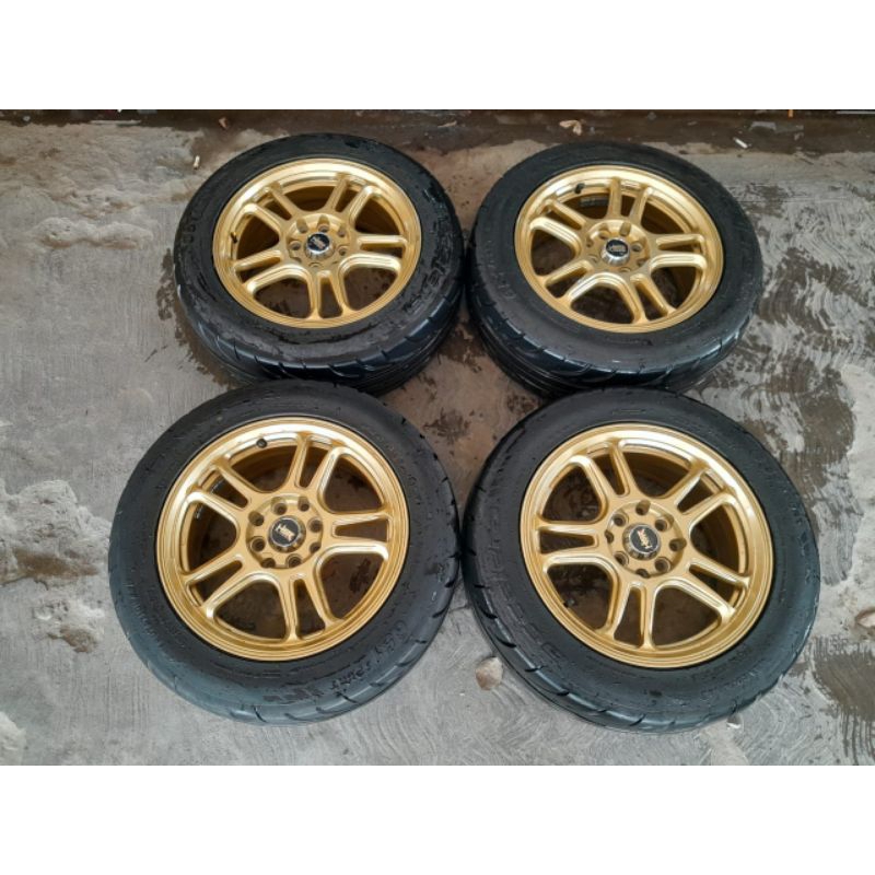 VELG MOBIL BEKAS HSR NX SPO RING 15 + BAN COCOK DI MOBIL BRIO AGYA