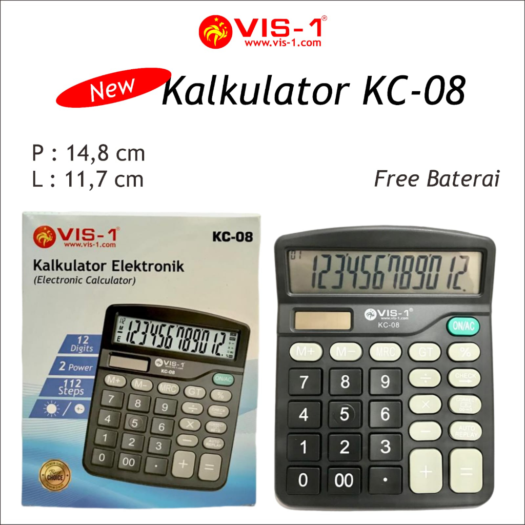 

Kalkulator 12 Digits KC-08 VIS-1 / Kalkulator Hitung
