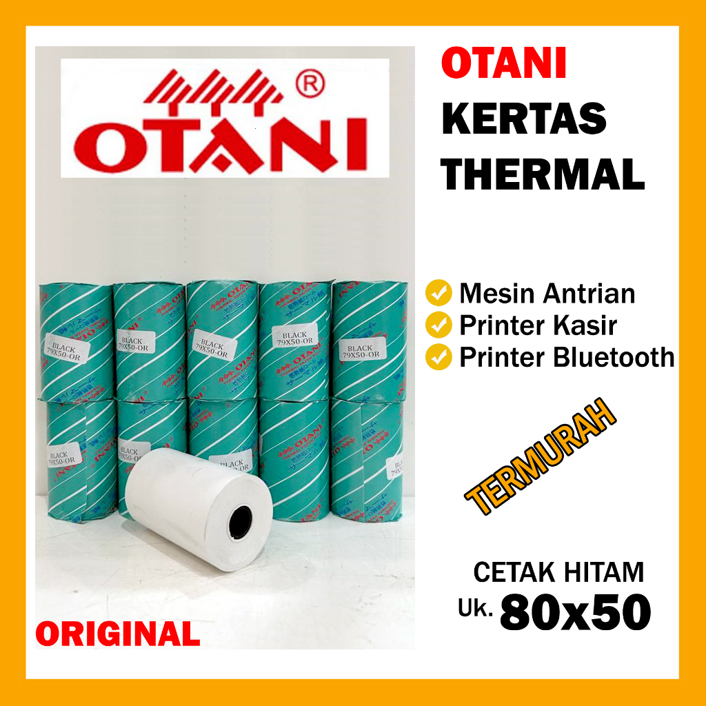 

OTANI Kertas Struk Kasir / Kertas Thermal 80 x 50 / Kertas Kasir Thermal Roll, Printer Bluetooth