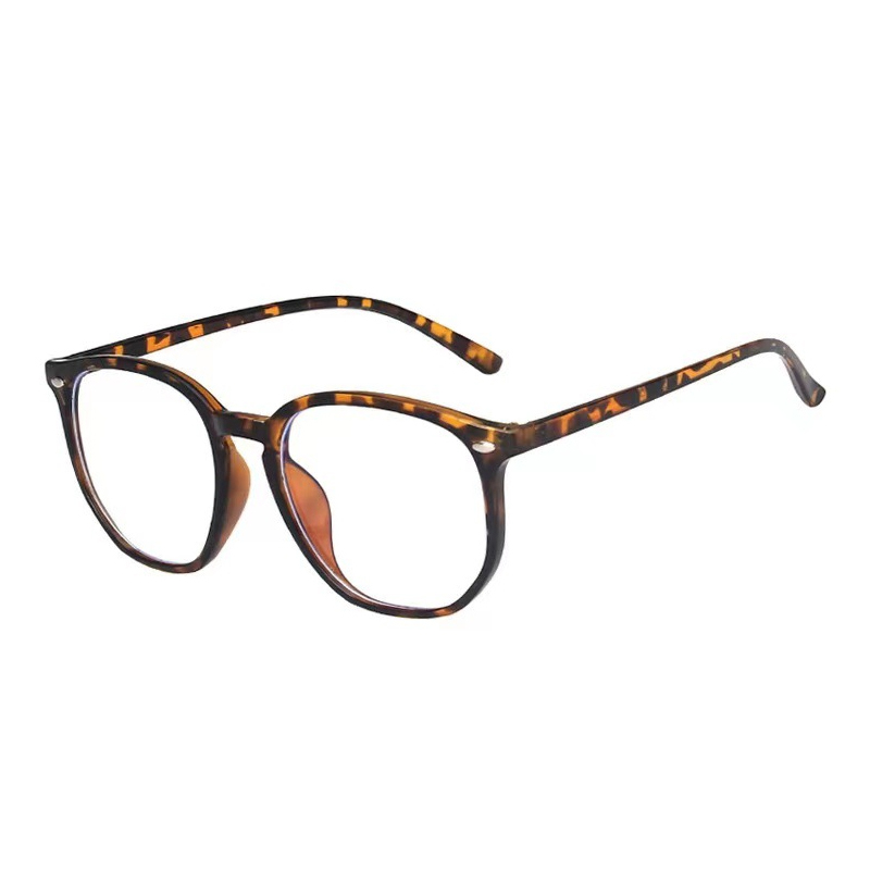 COD❤️ Cat Eye Kacamata Anti Radiasi / Frame Kacamata Lensa Flat / Gaya Leopard Retro Korea Fashion Wanita Glasses-yy-6-Leopard-Print