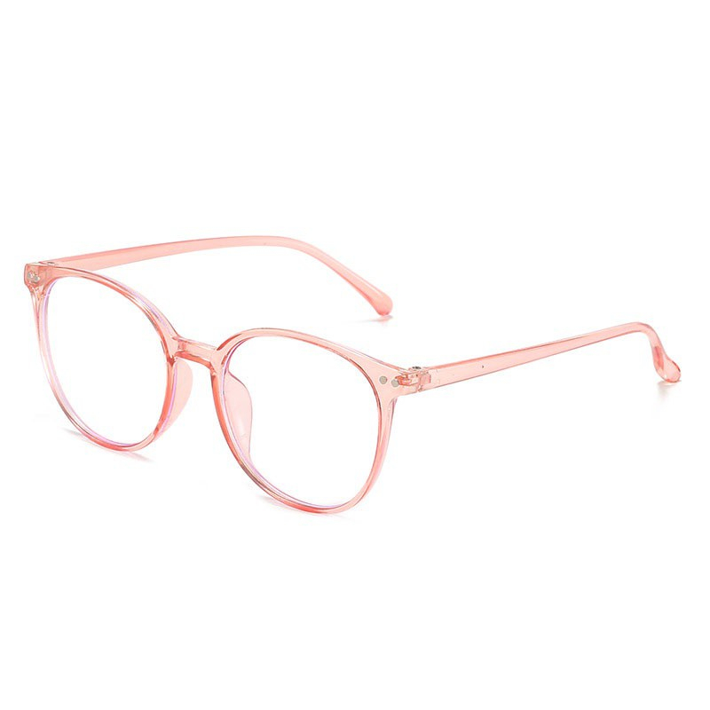 COD❤️ Cat Eye Kacamata Anti Radiasi / Frame Kacamata Lensa Flat / Gaya Leopard Retro Korea Fashion Wanita Glasses-yy-7-Pink