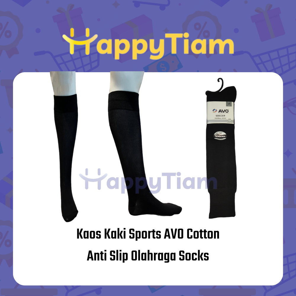 KAOS KAKI AVO SOCCER SOCKS POLOS NYLON HITAM PUTIH KAUS KAKI BOLA FUTSAL PANJANG BETIS TINGGI