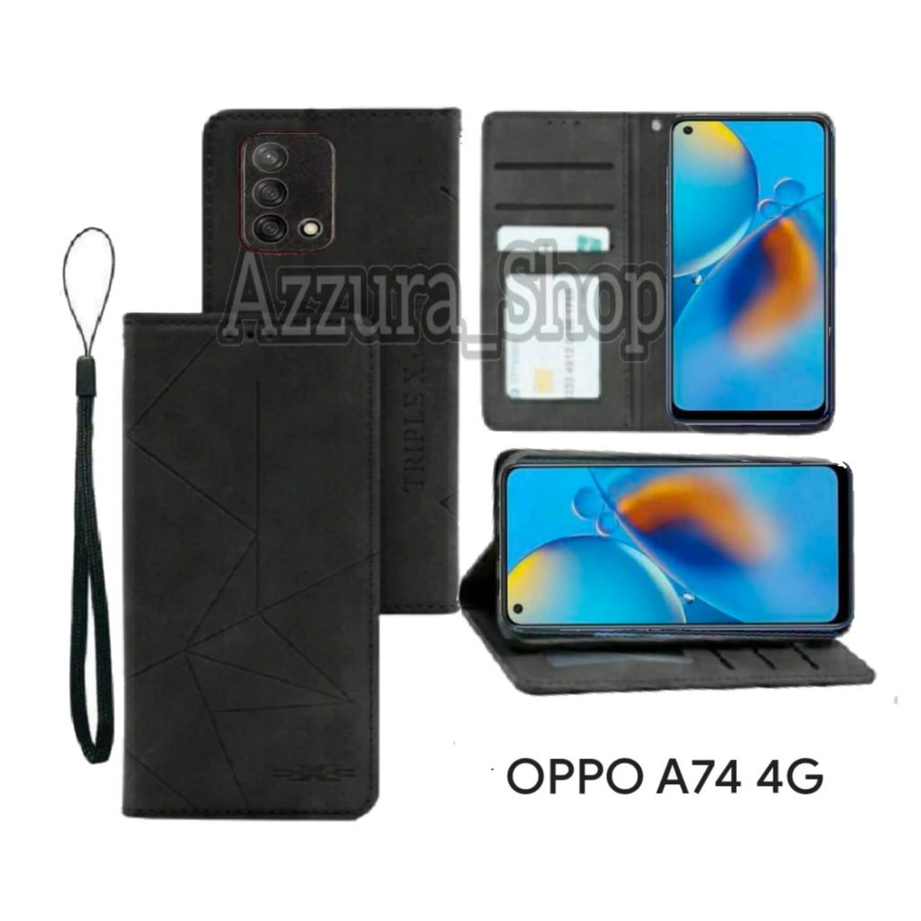 Flip Magnet Untuk OPPO A74 4G Flip Cover Leather Premium Casing HP