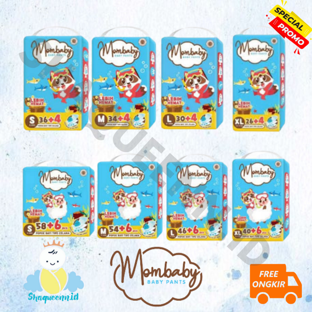 Mombaby Pants XXL32+6 S54+6 M50+6 L42+6 XL36+6 popok sekali pakai