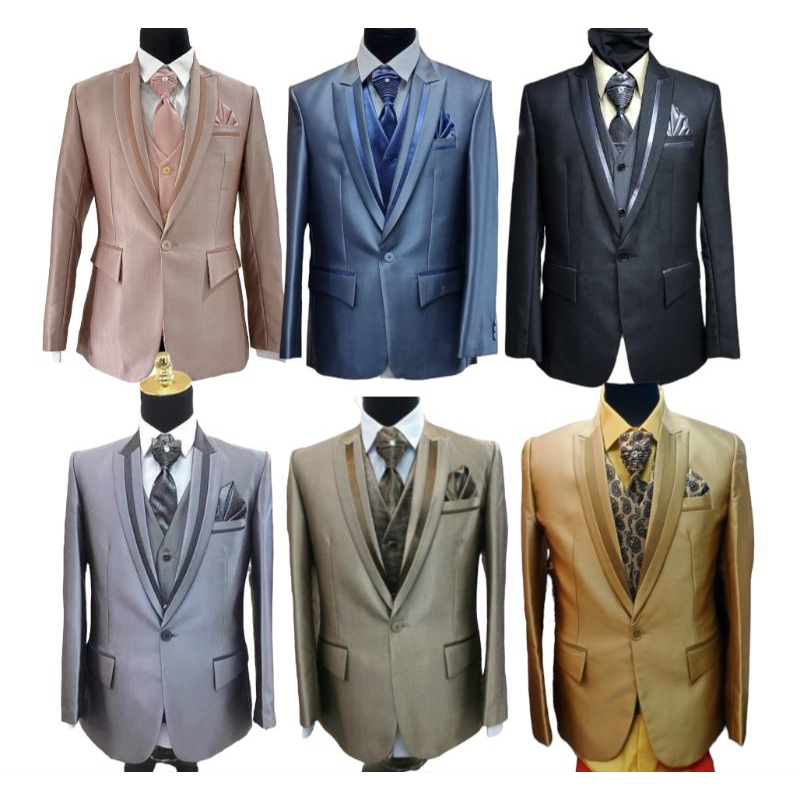 Jas wedding rosegold/jas pengantin pria denim lis tengah /jas formal pria hitam modern premium