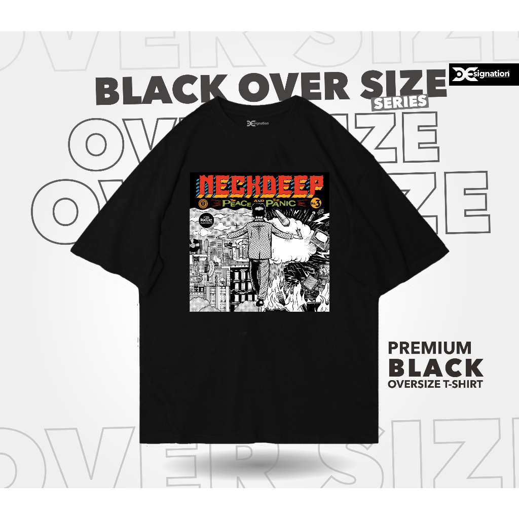 Designation - Kaos BAND NECK DEEP Oversize Black  Cotton Combed 24s / Tshirt NECKDEEP Music POP PUNK