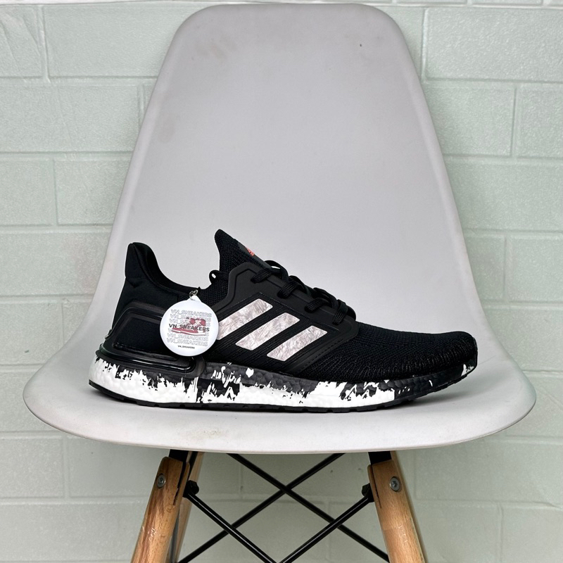 Sepatu Adidas Ultraboost 20 Marble Core Black Silver White