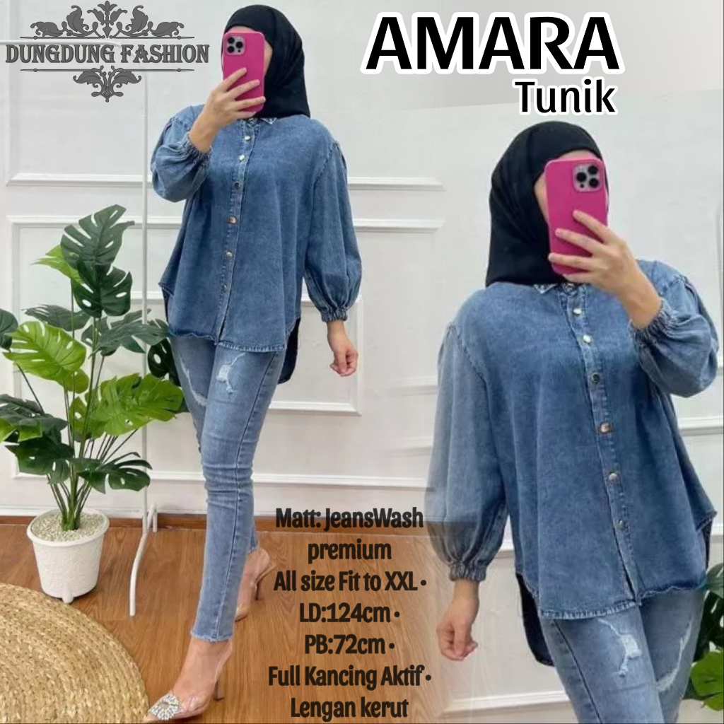 Kemeja wanita jins Jumbo Atasan Tunik jumbo LD125, Baju Atasan Wanita Tunik Wanita JEANS Denim preim