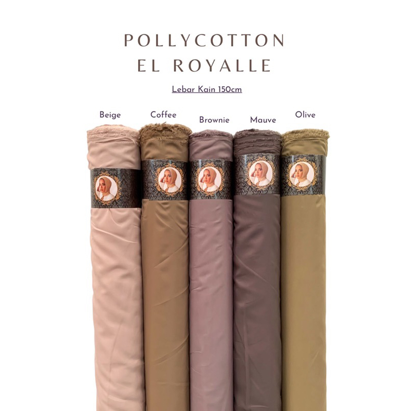 Pollycotton lebar kain 150 cm/pollycotton El Royale/kain bella square syar'i/segiempat polos/pashmina polos