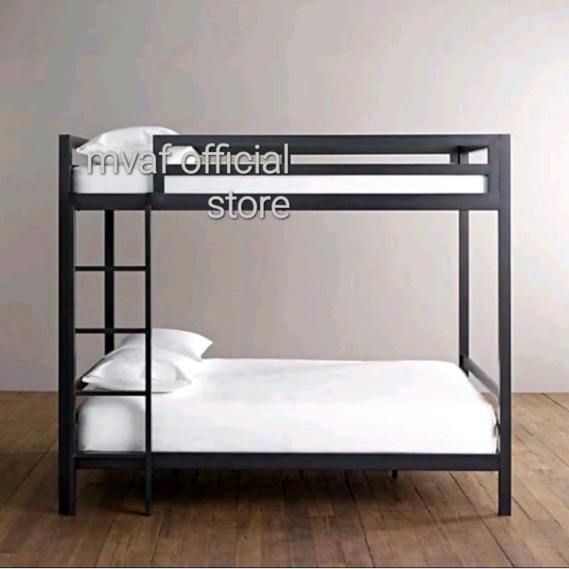 Ranjang besi hollow kotak kaki dipan susun single tingkat atas kuat loftbed mezzanine