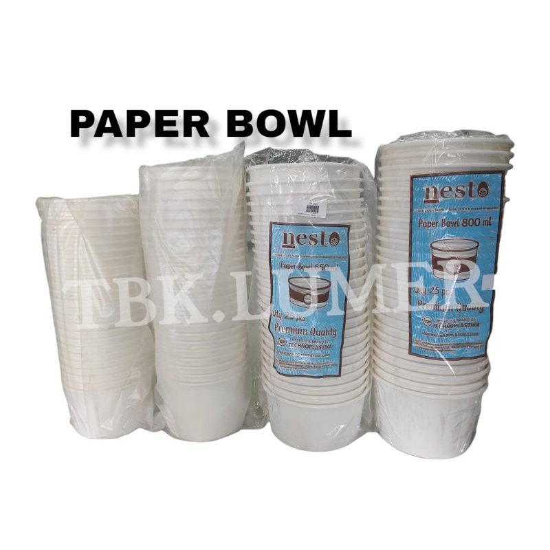 PAPER BOWL POLOS/PAPER BOWL KRAFT 360ml, 500ml, 650ml, dan 800ml TANPA TUTUP/paperbowl