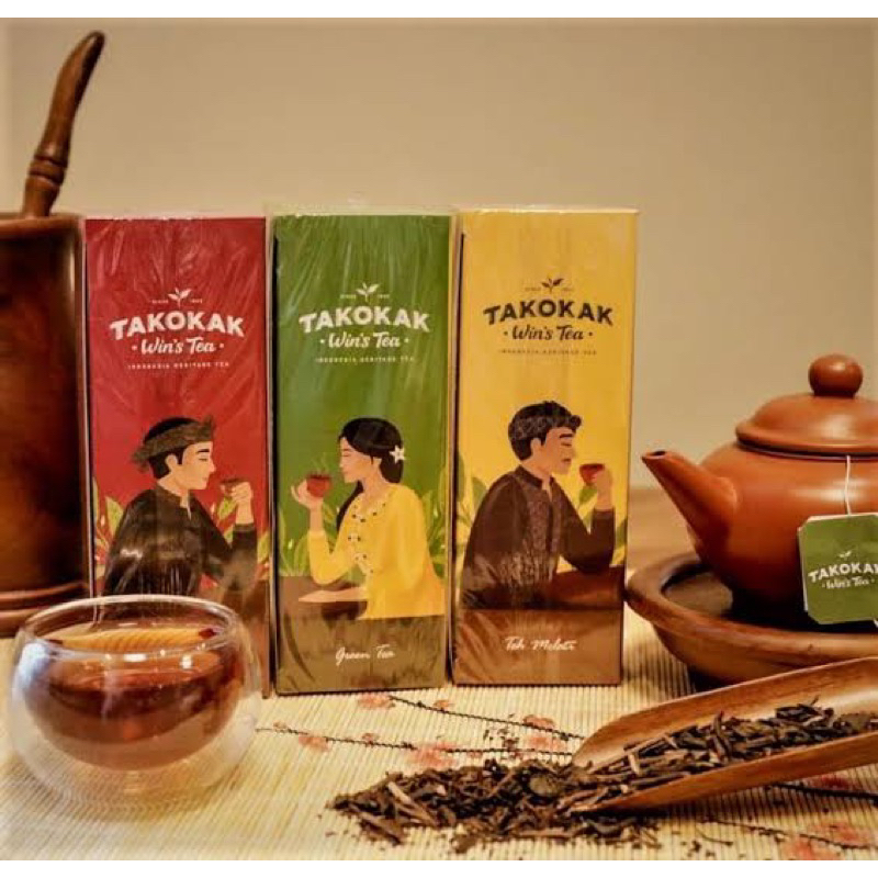 ( 1 PACK isi 25 sachet ) Takokak Win's Tea - Black Tea - Jasmine Tea - Green Tea
