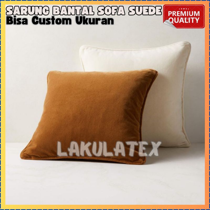 Sarung Bantal Sofa Kursi Warna Polos Suede Premium 30x30 40x40 45x45 50x50 60x60 Coklat Bw Bisa Cust
