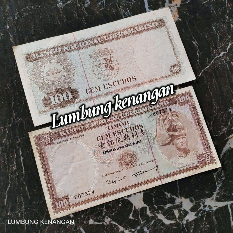 uang asing Timor Leste 100 Escudos 1963