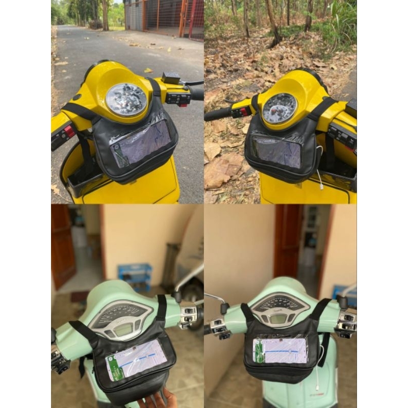Tas bag touring holder hp maps waterproof tahan air untuk motor vespa clasik modern super sprint vbb
