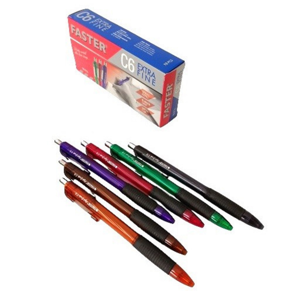 

Pulpen Bolpen Bolpoint Faster C6 Extra Fine Hitam/Biru (12 Pcs/1Pak)