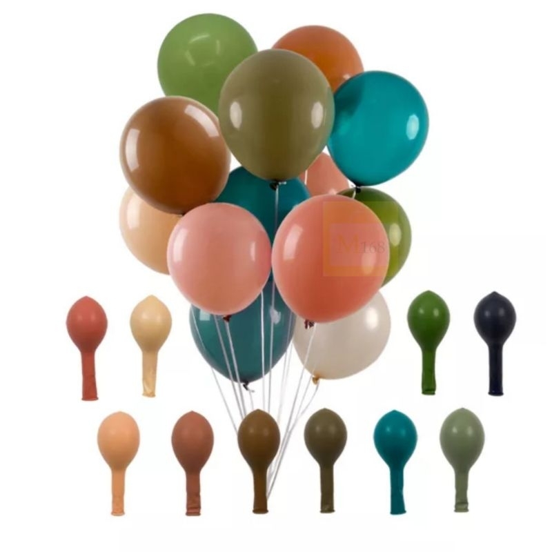 Balon Retro 12 inch Isi 100 pcs | Balon Vintage Matte Dekorasi
