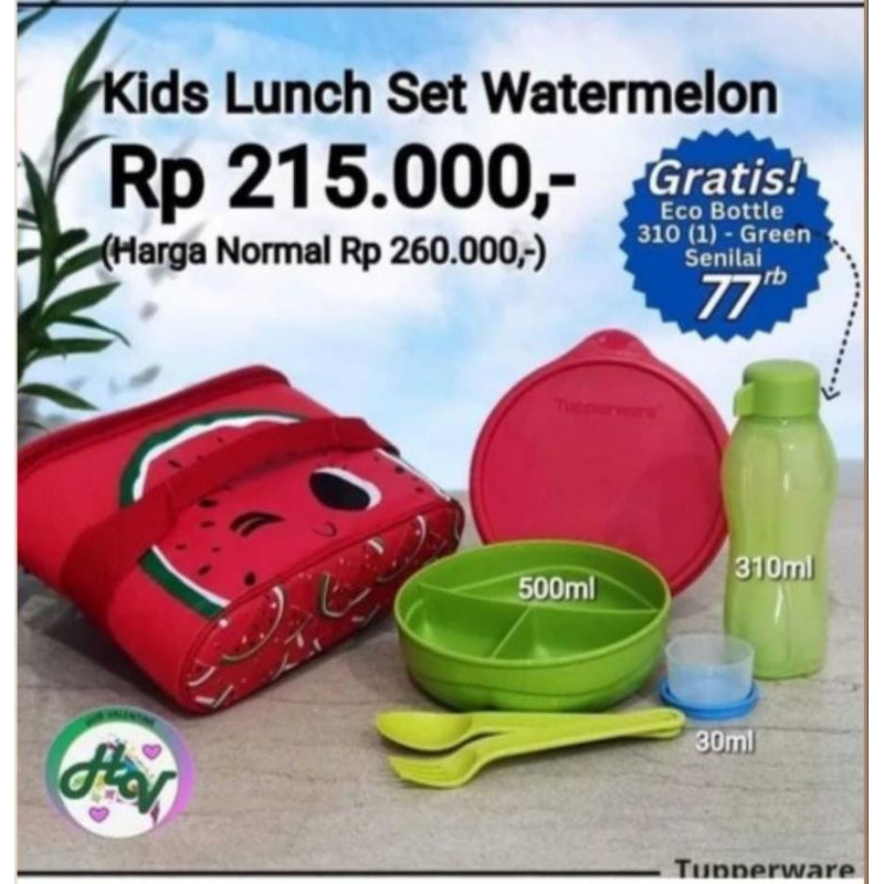 KIDS LUNCH SET BOX WATERMELON TUPPERWARE ORIGINAL KEBUMEN ASLI MURAH GROSIR