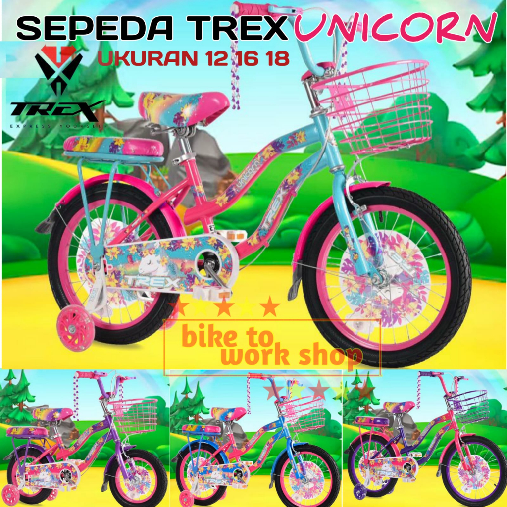 SEPEDA KERANJANG MINI TREX UNICORN KUDA PONY 16 INCH ANAK PEREMPUAN