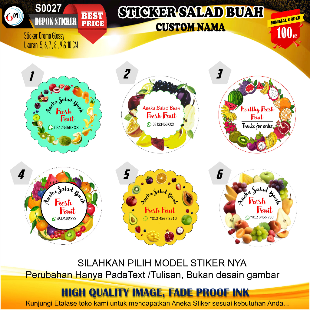 

Cetak Stiker label Aneka Salad Buah