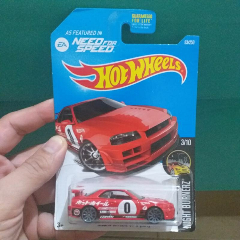 HOT WHEELS NISSAN SKYLINE GTR R34 NFS MERAH US CARD NOT MINT