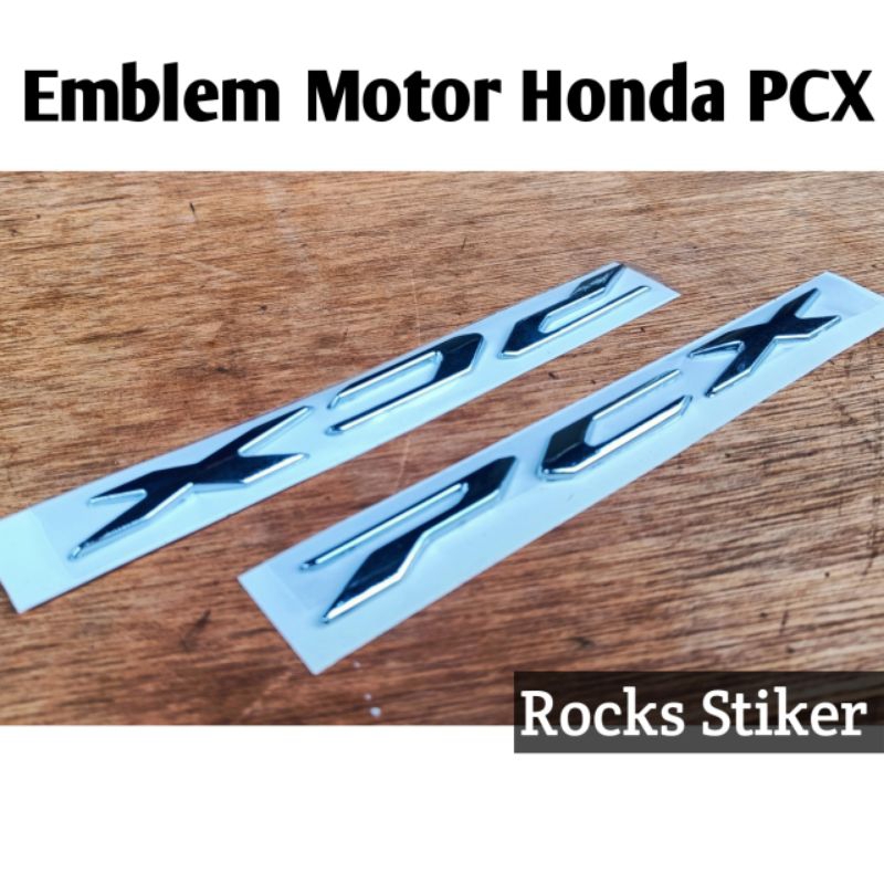 Emblem Motor Honda PCX 2pcs / Emblem Logo PCX 1set / Emblem Logo Chrome motor Honda PCX 1set satu se