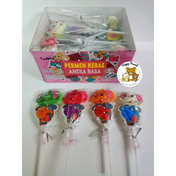

Permen Cemilan Snack Loli Lolipop Gajah Elephant Mainan Anak Murah (isi 30 pcs)