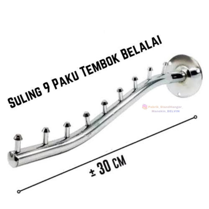 Hanger Suling Tembok 9 Titik // Gantungan Suling Baju Dinding // Display Suling Baju untuk Tembok 9 