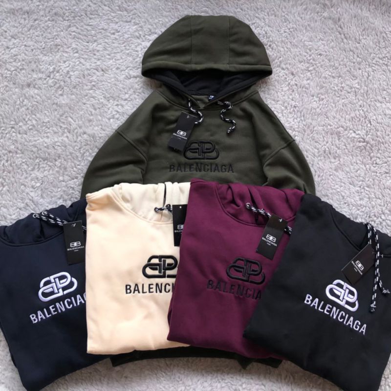 Sweater Hoodie Balenciaga Hijau Army Distro - Jaket Balenciaga Pria dan Wanita Unisex Bordir