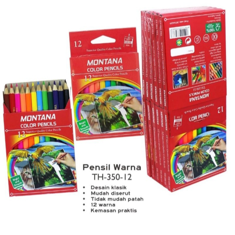 

12 pcs Pensil Warna Montana Pendek