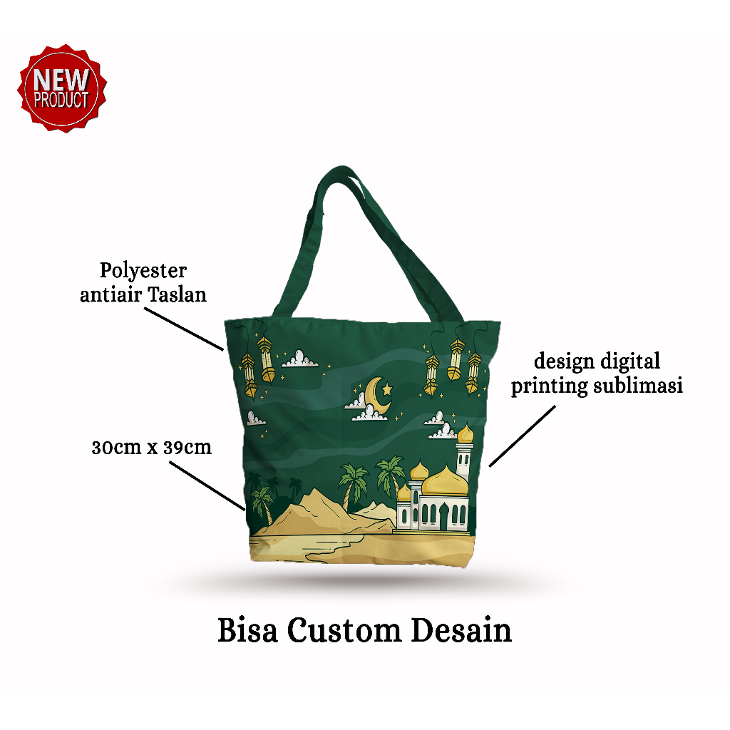 Totebag Tali Kain Taslan Antiair Tas Custom  Souvenir Oleh-oleh Haji Umroh