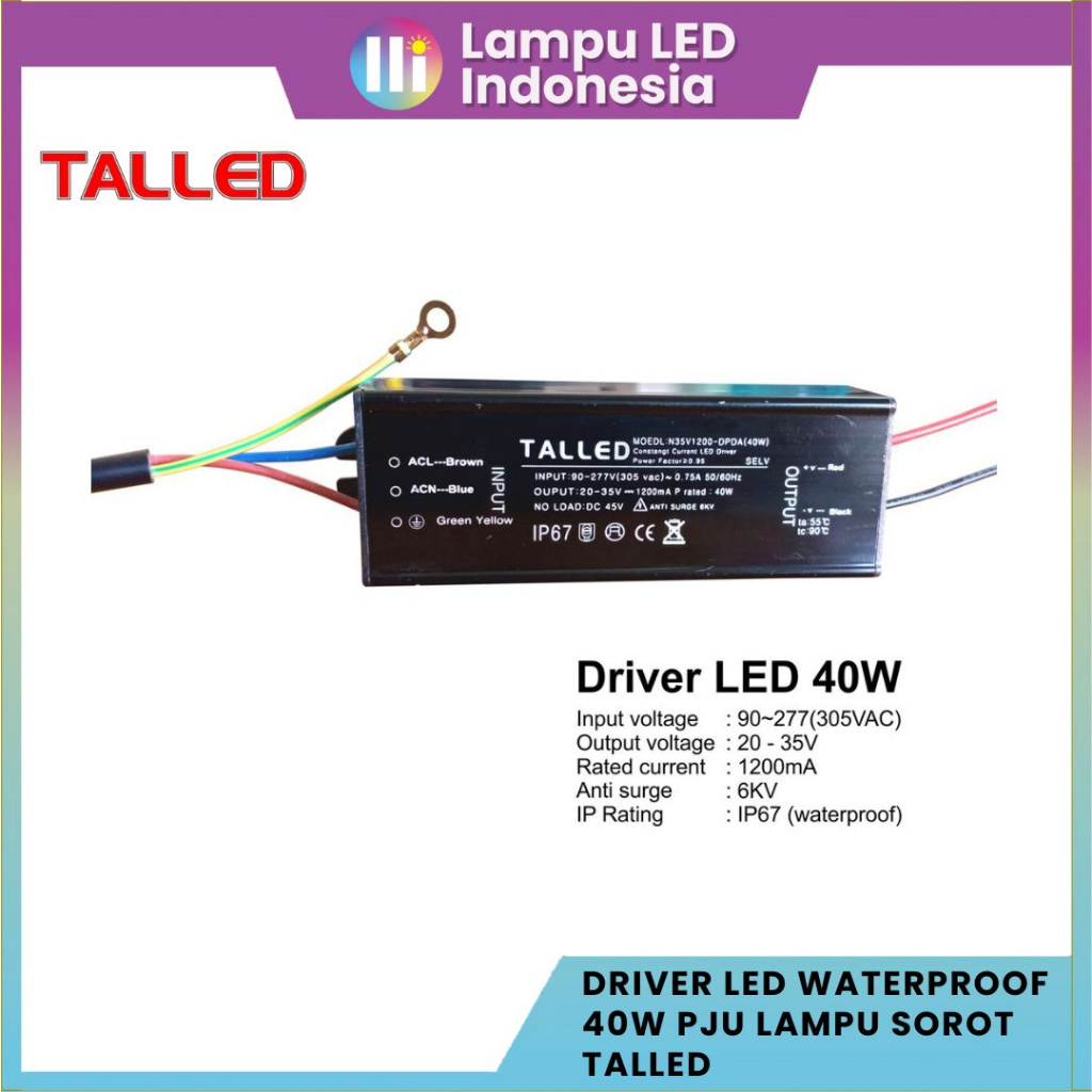 DRIVER LED WATERPROOF 40W PJU LAMPU SOROT TALLED