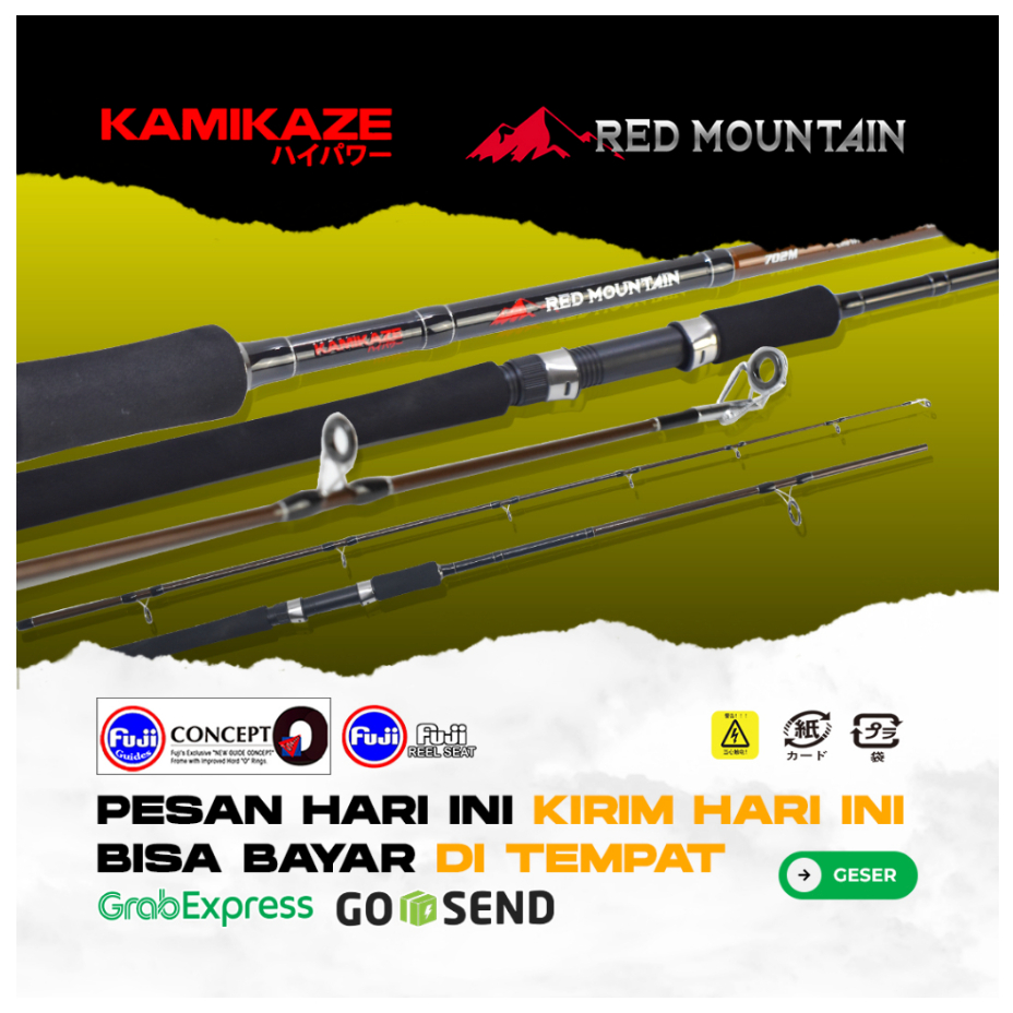 Joran Laut Rock Fishing Kamikaze Red Mountain Fuji Sambung 2 Murah Meriah