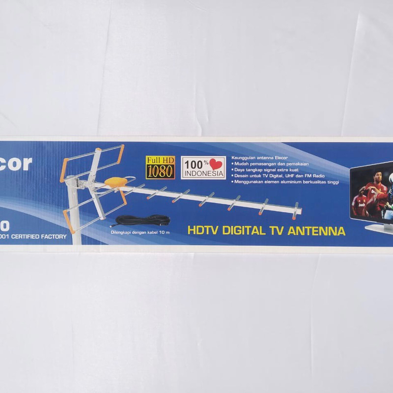 ANTENA TV DIGITAL OUTDOOR + KABEL 10M ELECOR