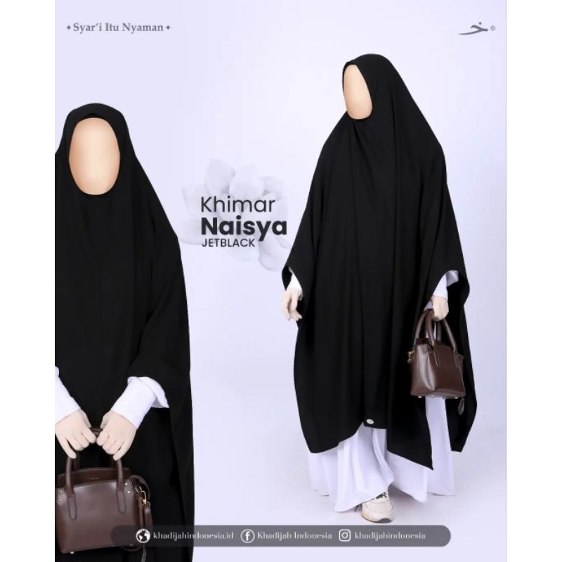 Khimar NAISYA Jetblack Non pet Spli Hand