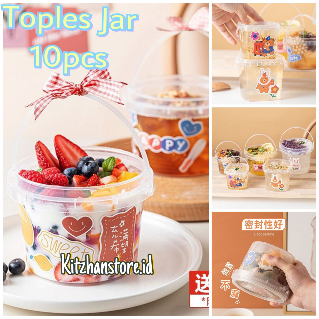 10pcs dessert box cup toples jar ember handle dessert makanan