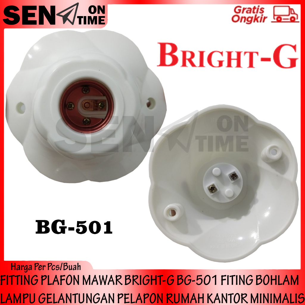 FITTING PLAFON MAWAR BRIGHT-G BG-501 FITING ATAP LAMPU GELANTUNGAN PELAPON RUMAH KANTOR MINIMALIS PU