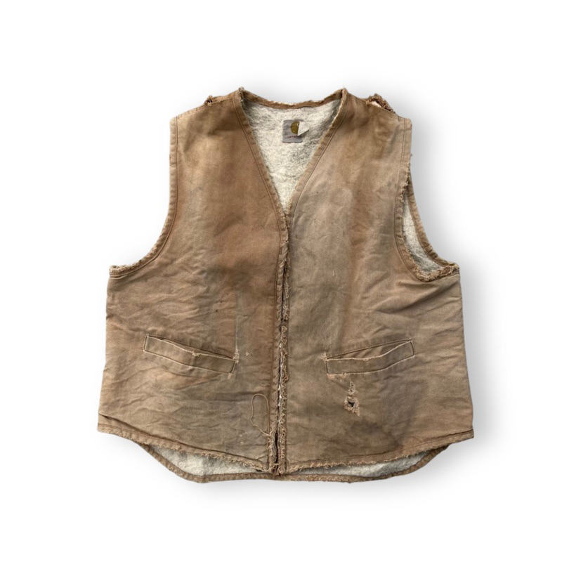 Vintage 80s Carhartt Sherpa Lined Work Vest Tan - 6SVT Made In USA