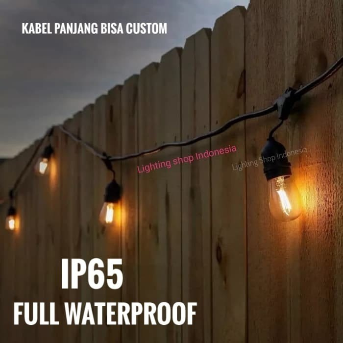 kabel lampu gantung 15m 30fiting outdoor waterproof 15meter jarak 50cm
