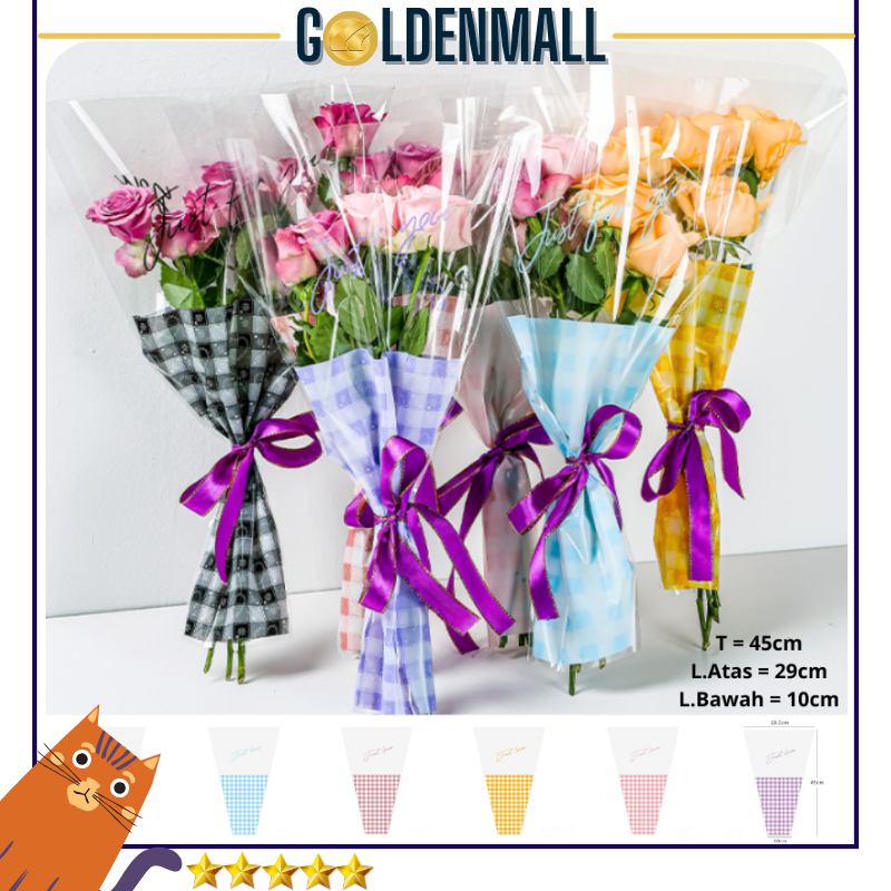 

Plaid Wrapping Plastic Plastik Bunga Buket Satuan Plastik Single Instan 6153