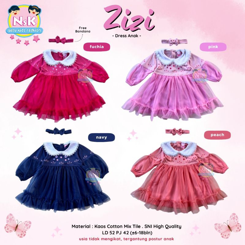Dress Tile Anak Original NsK Cloth Gamis Muslim Anak Katun Tule Premium Kinanthi / Zizi