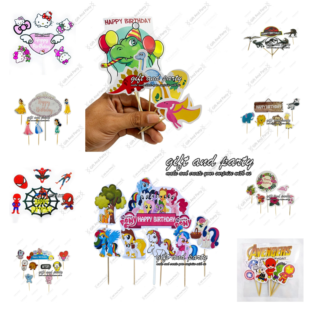 Cake Topper Happy Birthday Karakter / Hiasan Cake Ultah Anak