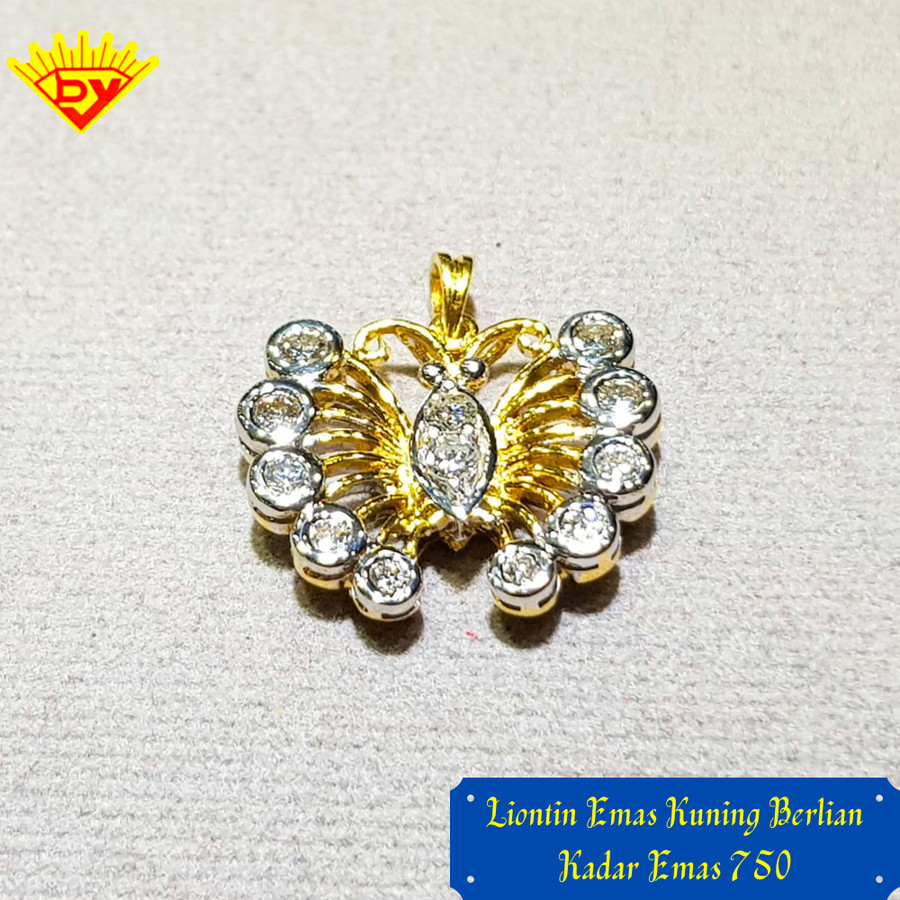 Liontin Emas Kuning Berlian Kadar Emas 750-Berlian 12 Biji/0,42 Crat