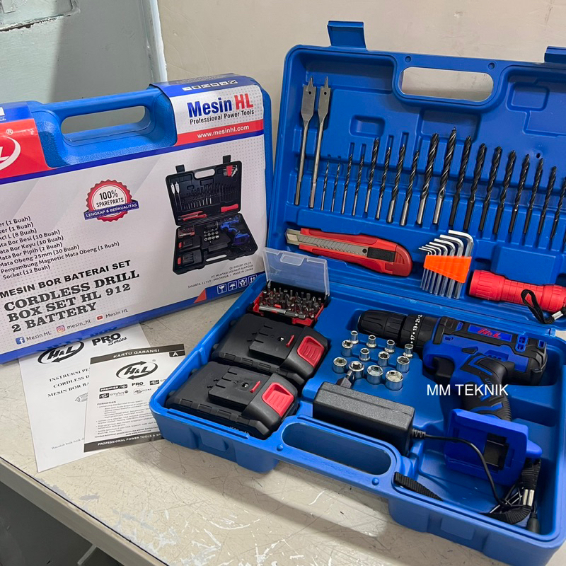 Bor Cordless Drill Bor Baterai 18V H&L Impact Drill Bor Beton Tembok HnL HL 912 Bor Batre Petak