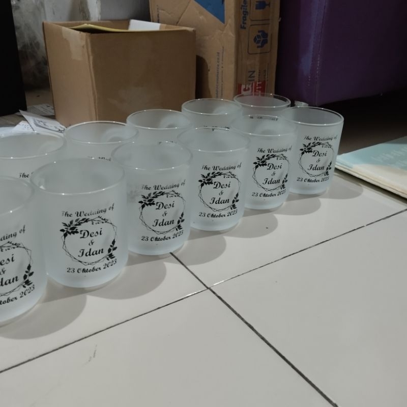 Sablon Gelas Kaca / Gelas Kopi tanpa gagang