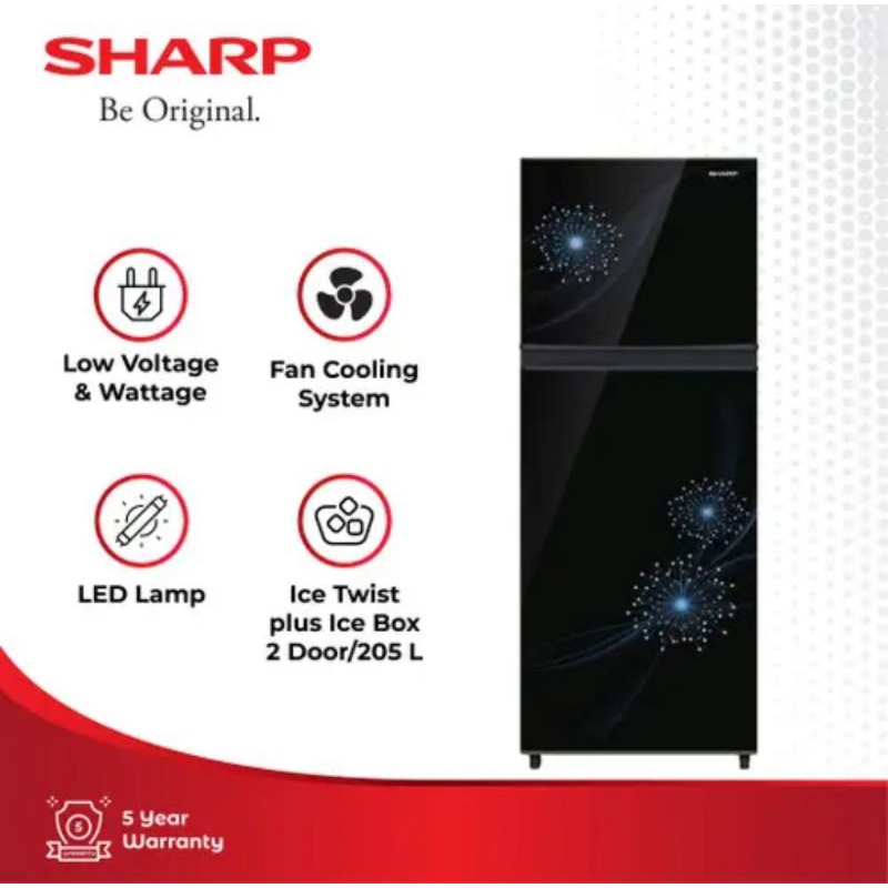kulkas 2 pintu Sharp sjx237 mg sjx 237 warna pink atau biru 187 L