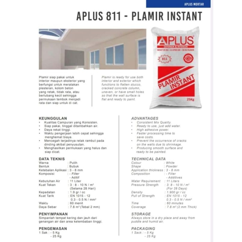 Plamir Putih / Plamir Instan Aplus 5 Kg