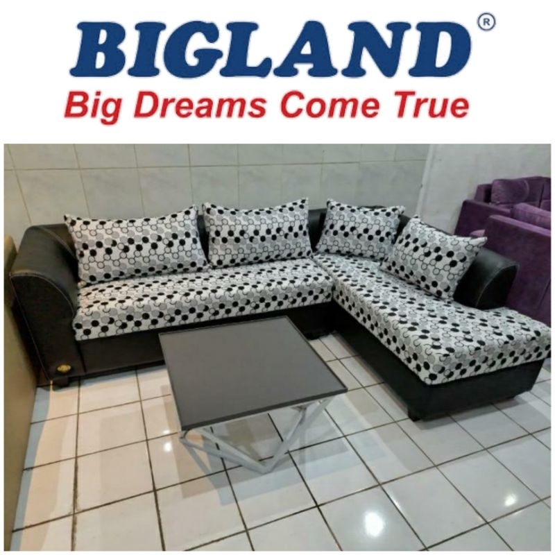 BIGSTAR BY BIGLAND SOFA L DINASTI+MEJA MOTIF MINIMALIS