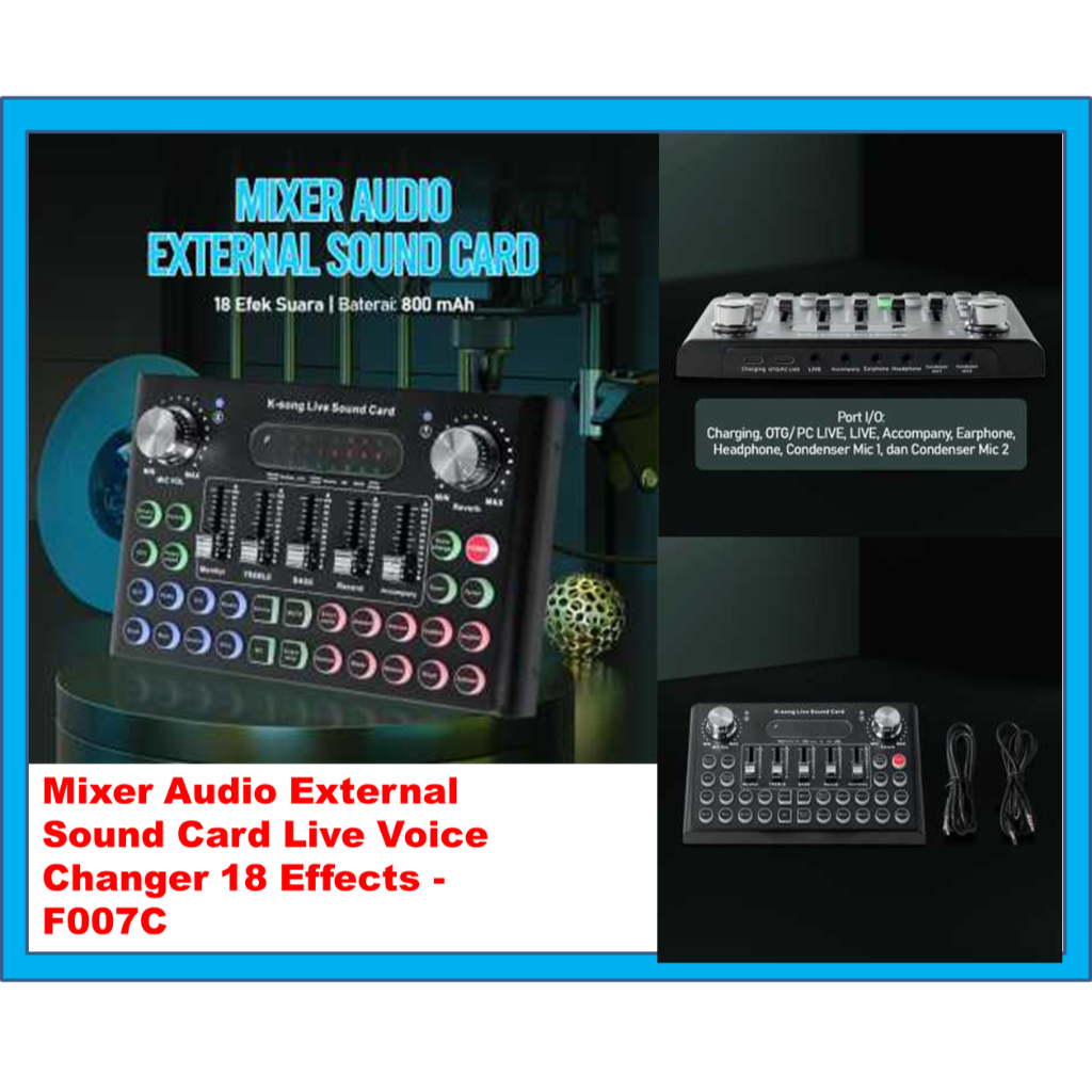 LEEDOAR Mixer Audio External Sound Card Live Voice Changer 18 Effects - F007C