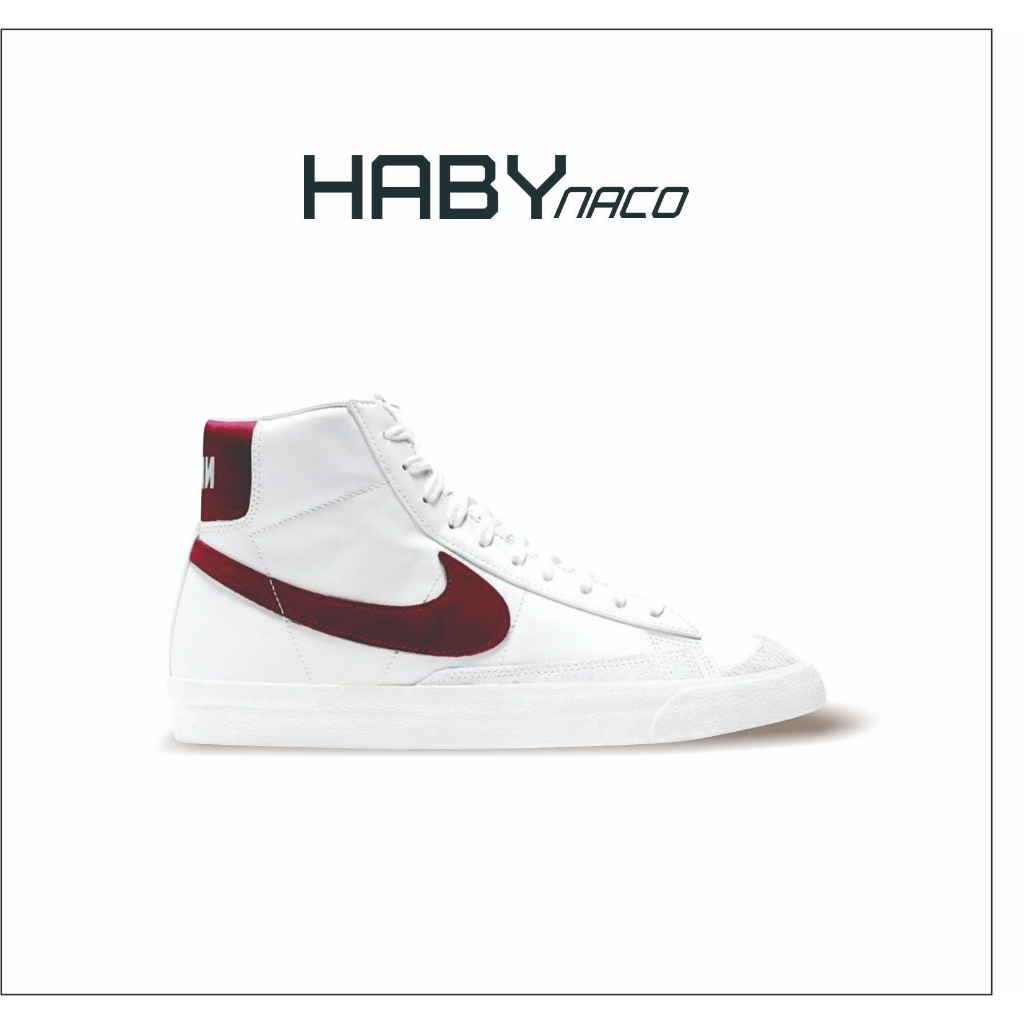 Sepatu Sneakers Nike Blazer Mid 77 Vintage Putih dan Merah Marun